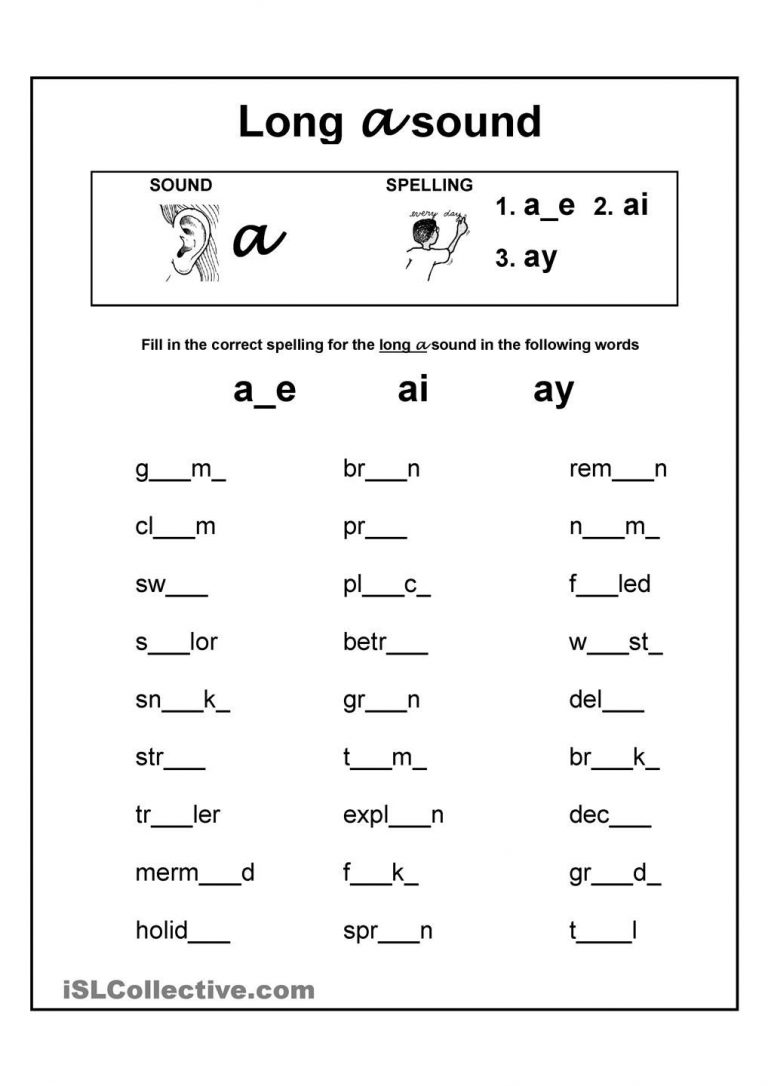 Long Vowel Worksheet For Grade