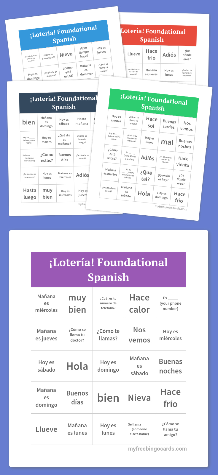 Lotería! Foundational Spanish Bingo | Spanish Classroom Ideas | Free - Free Printable Spanish Bingo Cards