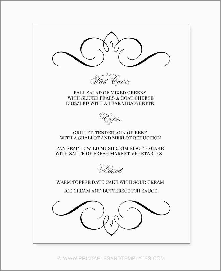 Lovely Free Catering Menu Templates For Microsoft Word | Best Of - Menu Template Free Printable Word