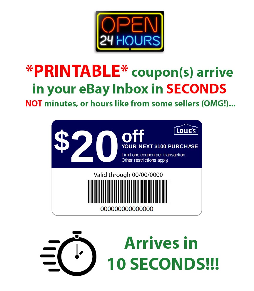 Lowes 20 Off 100 * Printable * 1Coupon10 Seconds Delivery In