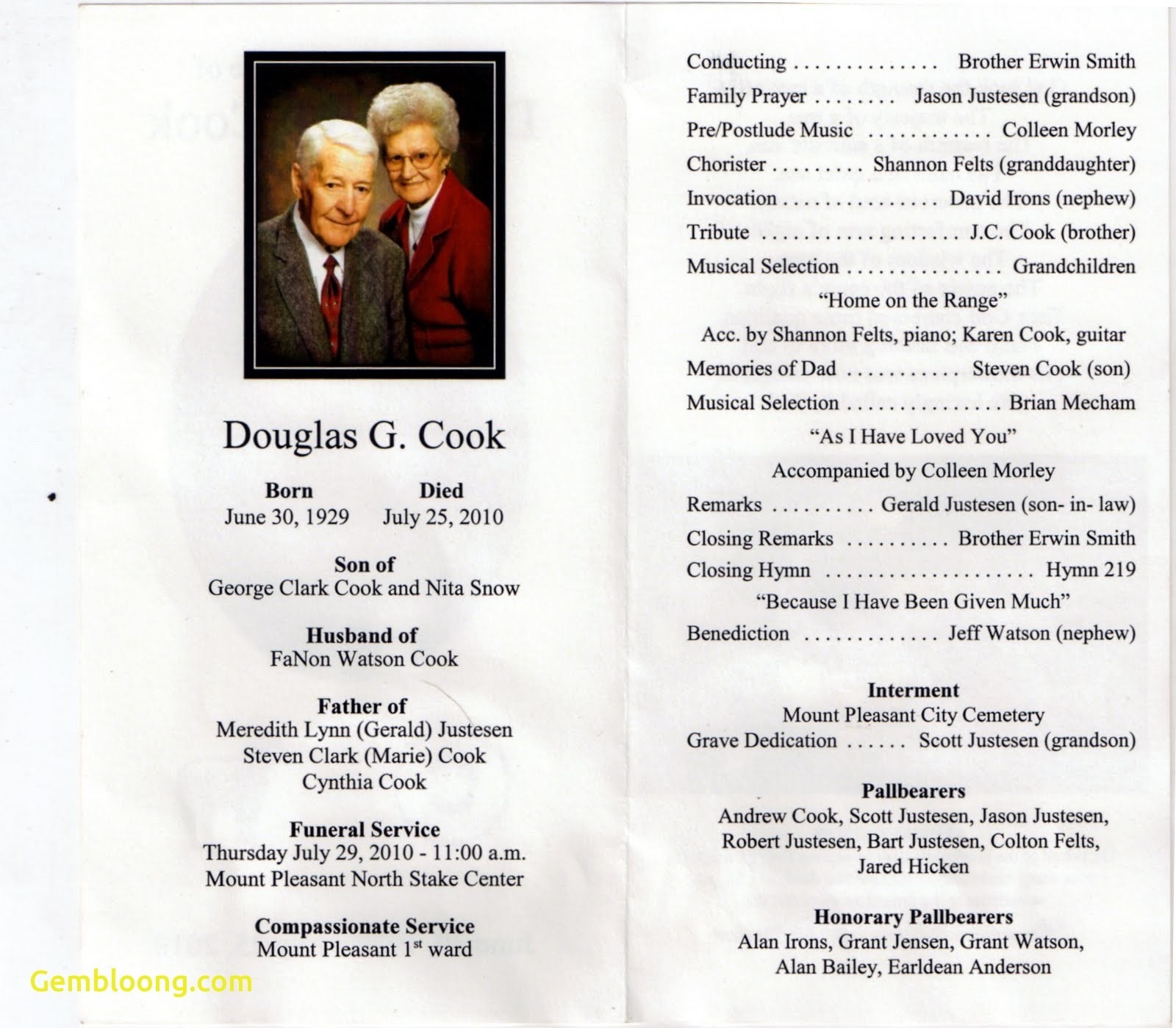 Luxury Memorial Service Program Template | Www.pantry-Magic - Free Printable Funeral Program Template