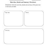 Main Idea Worksheets | Main Idea, Details And Summary Worksheet   Free Printable Main Idea Graphic Organizer