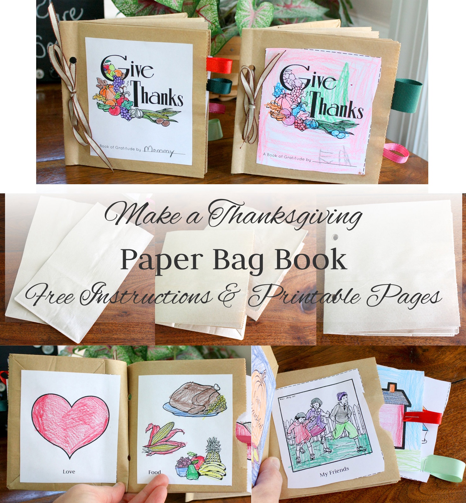 Make A Paper Bag Thanksgiving Book ~ Instructions And Free Printable - Free Printable Thanksgiving Books