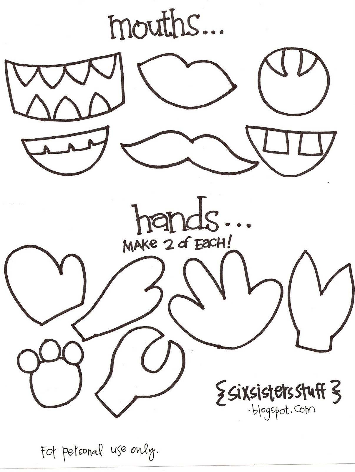 Make Your Own Monster Puppets Printable Pattern | Six Sisters&amp;#039; Stuff - Free Printable Monster Templates