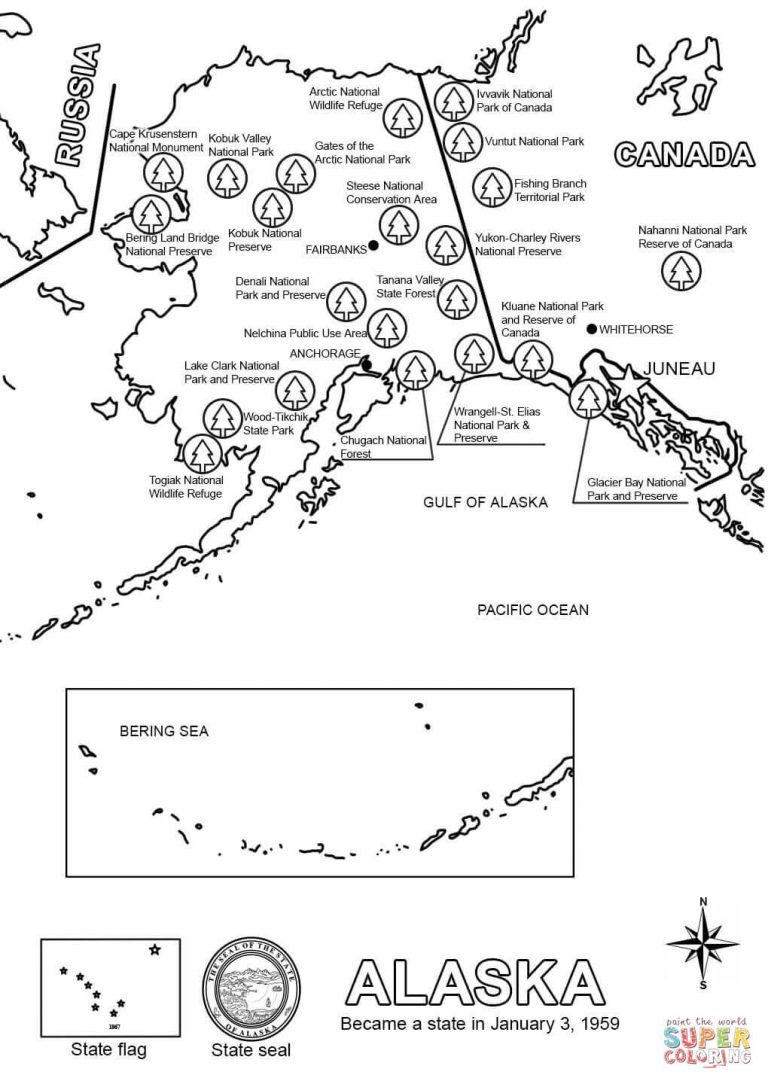 Map Of Alaska Coloring Page | Free Printable Coloring Pages - Free ...