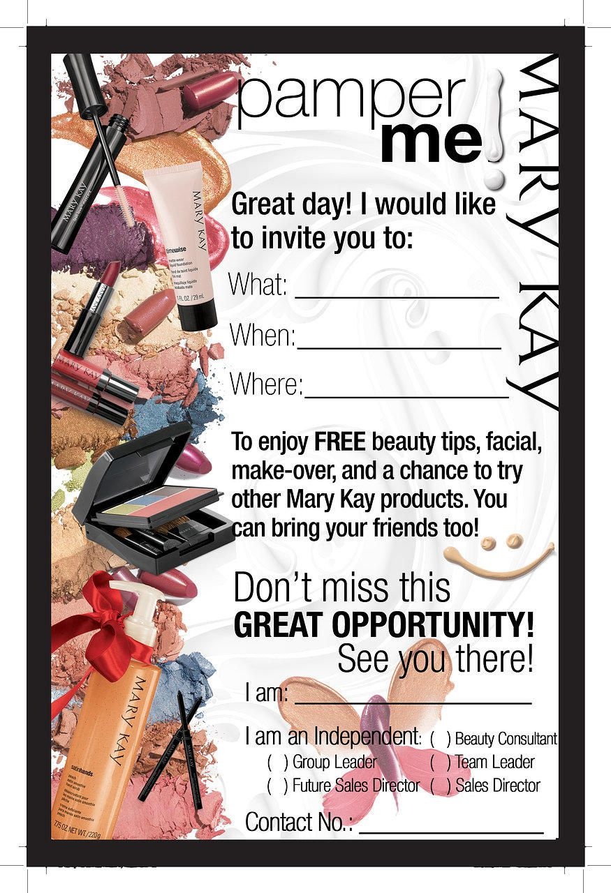 Mary Kay Hostess Program Flyer | Mary Kay Pander Flyer | Living - Mary Kay Invites Printable Free