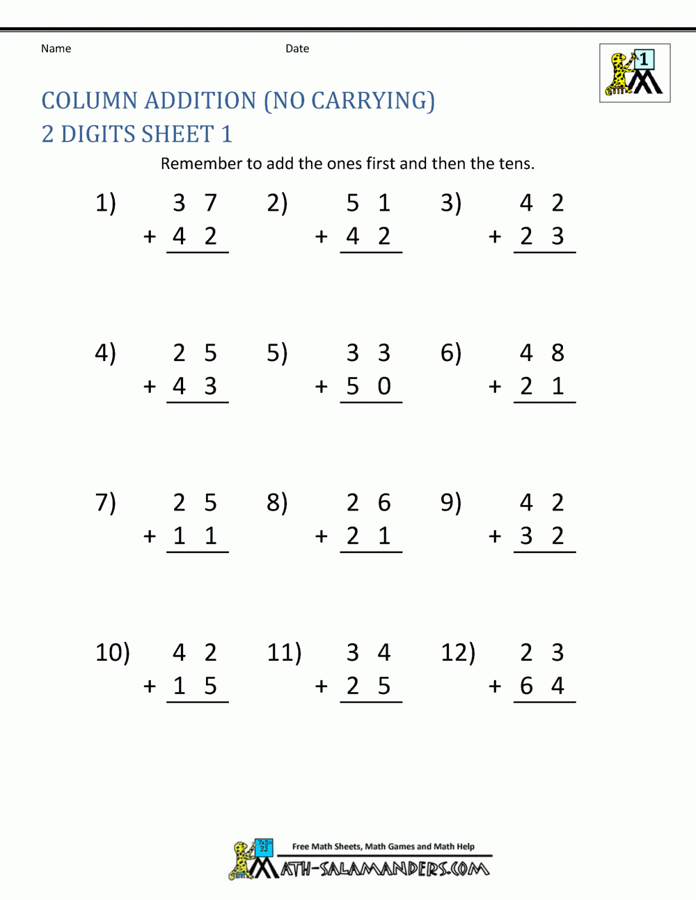 Math Addition Worksheets 1St Grade - Free Printable First Grade Worksheets