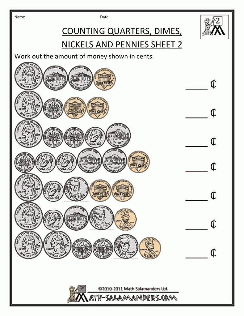 Free Printable Counting Money Worksheets For 2Nd Grade Free Printable