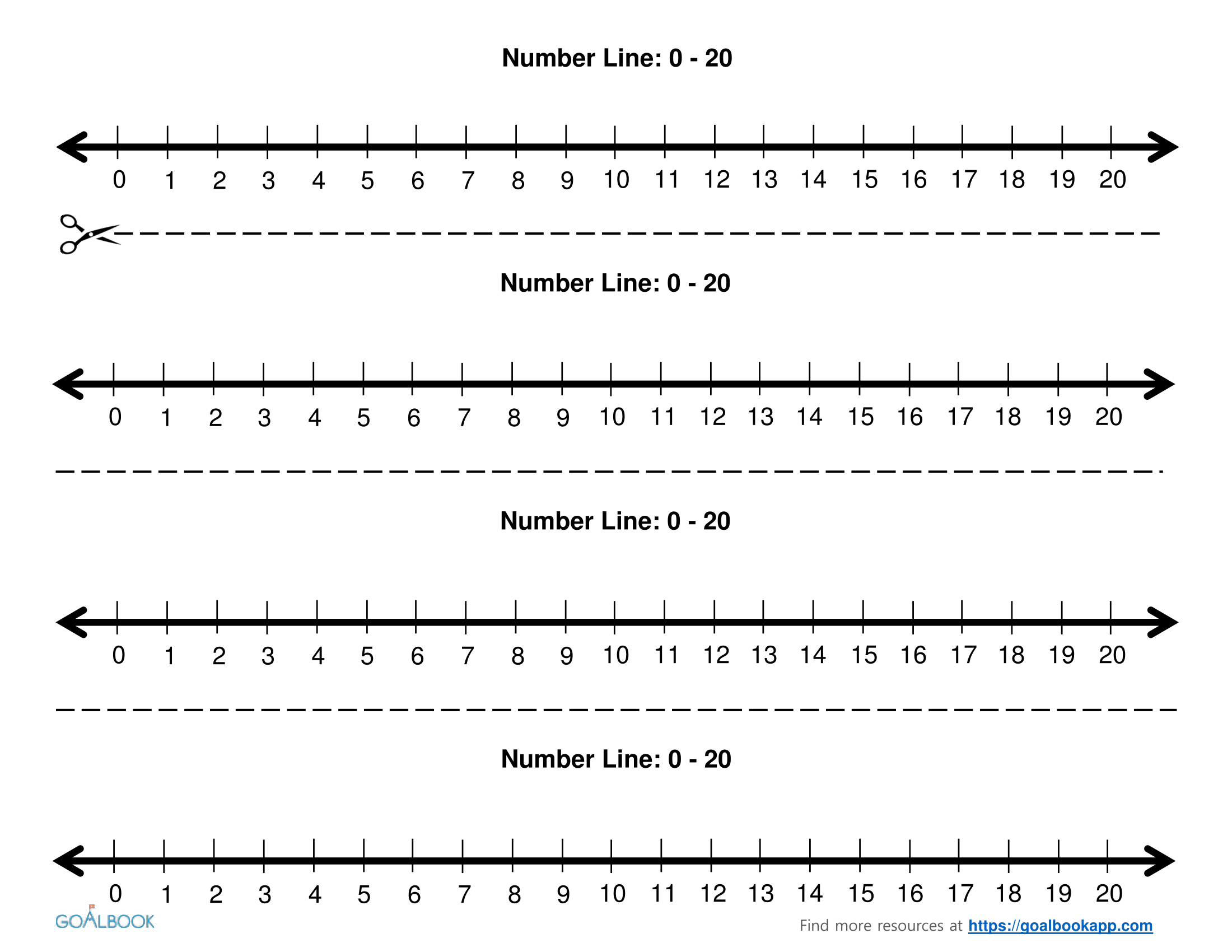 Number Line 20 50