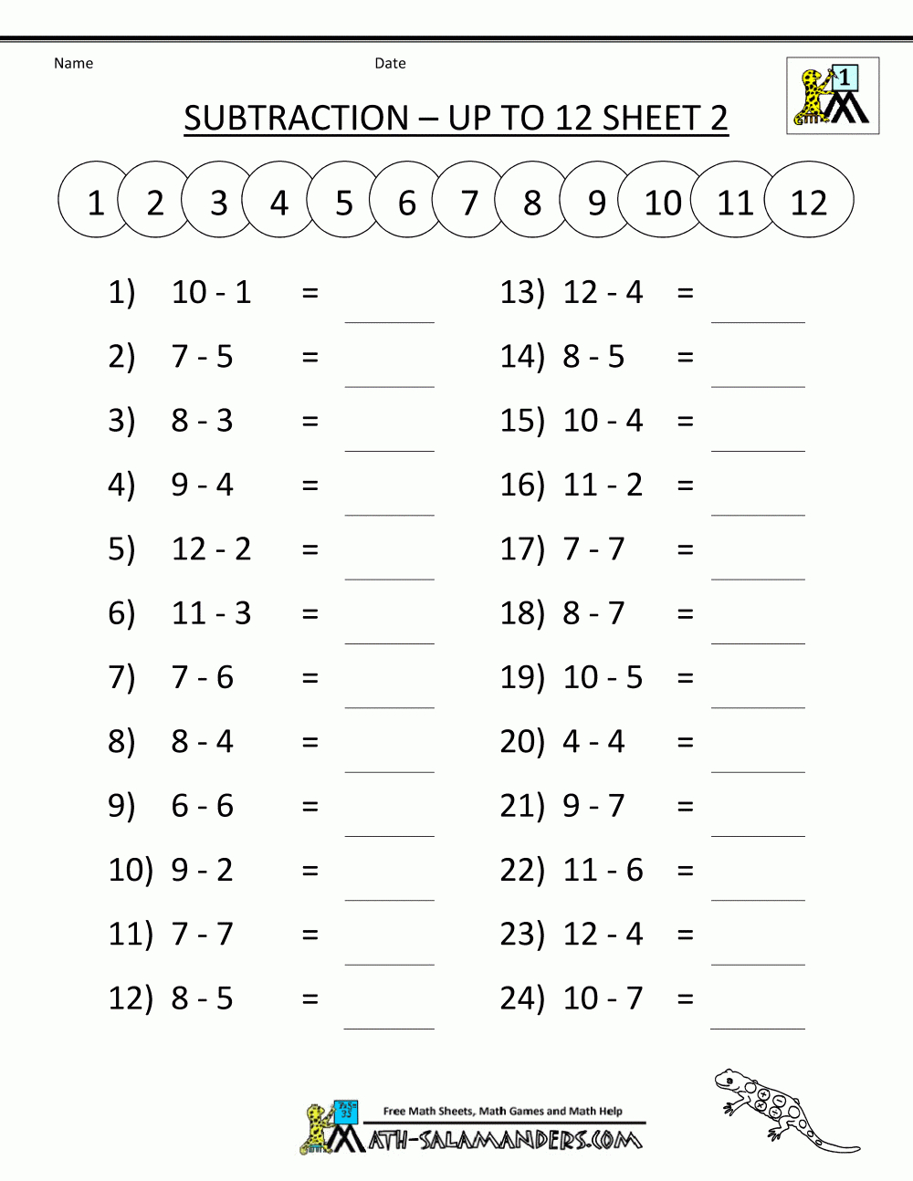Math Subtraction Worksheets 1St Grade - Free Printable Subtraction Worksheets