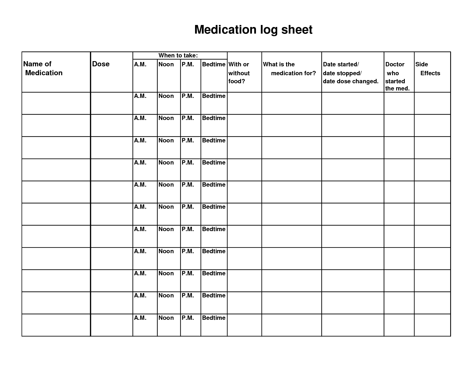 Medication Log Sheet Template | Cabin | Medication Log, Medication List - Free Printable Medication Log Sheet