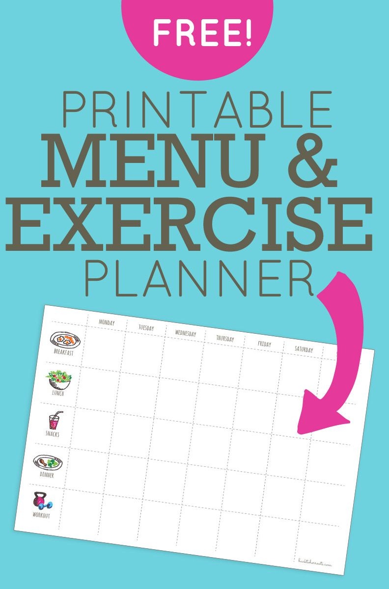 Menu + Exercise Planner (Free Printable!) | Chores | Fitness Planner - Free Printable Workout Plans