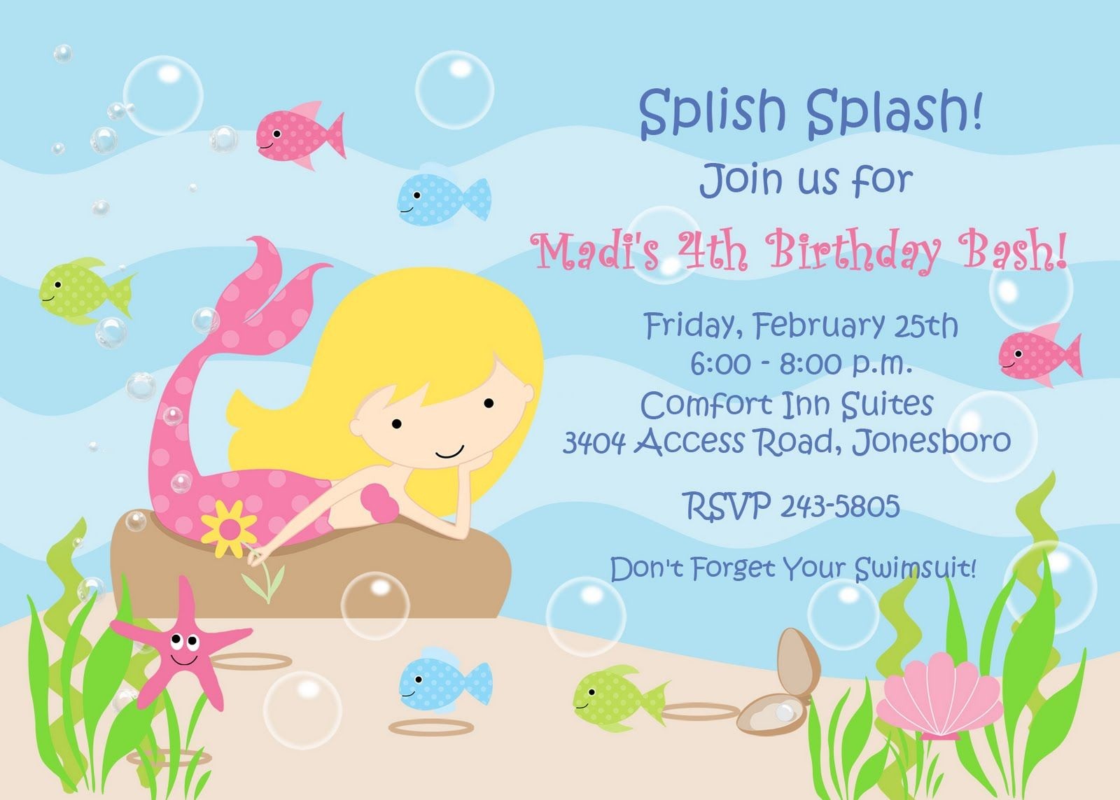 Mermaid Invitation Template Free – Invitetown | Jayda&amp;#039;s 2Nd Birthday - Mermaid Party Invitations Printable Free