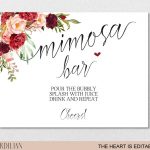 Mimosa Bar Sign Brunch And Bubbly Bar Signage Champagne | Etsy   Free Printable Mimosa Bar Sign