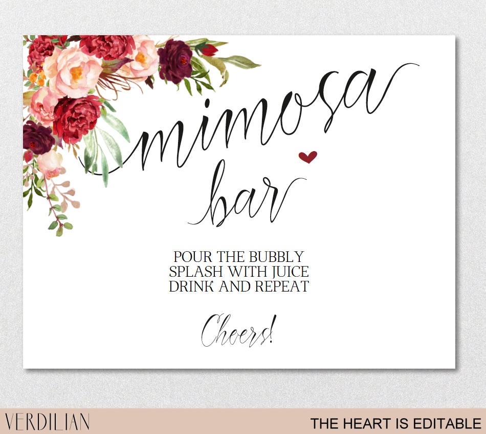 Mimosa Bar Sign Brunch And Bubbly Bar Signage Champagne | Etsy - Free Printable Mimosa Bar Sign