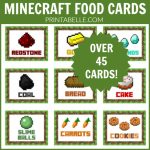 Minecraft Food Cards Party Printables | Minecraft Party Ideas   Free Printable Minecraft Food Labels