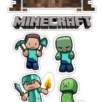 Minecraft: Free Printable Cake Toppers.   Oh My Fiesta! For Geeks   Free Printable Minecraft Cupcake Toppers And Wrappers