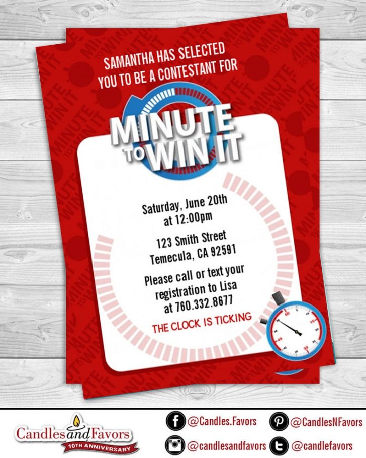 Free Printable Minute To Win It Invitations