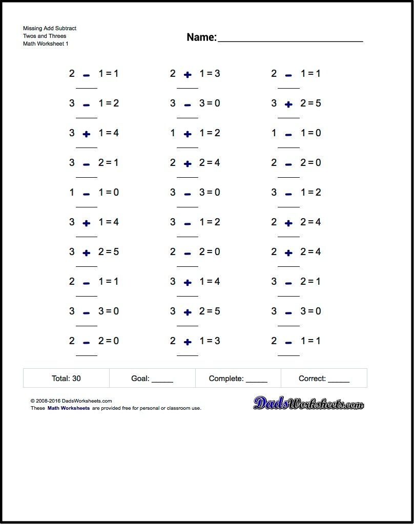 Missing Operator Worksheets For Addition, Subtraction - Free Printable Math Worksheets Addition And Subtraction
