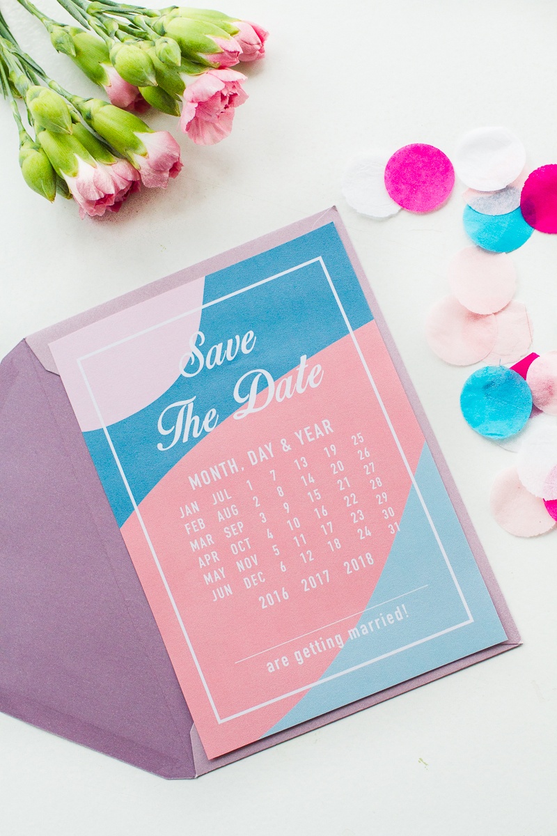 Modern Free Printable Save The Dates In A Blue And Pink Colour - Free Printable Save The Date