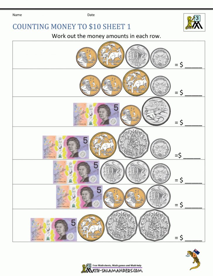 Free Printable Money Worksheets Australia