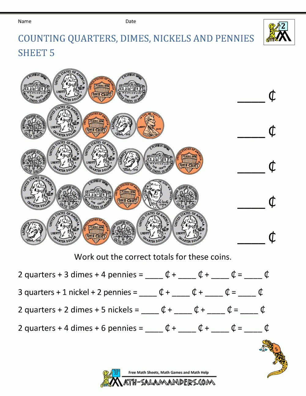 Money Worksheets For Kids 2Nd Grade - Free Printable Second Grade Math Worksheets