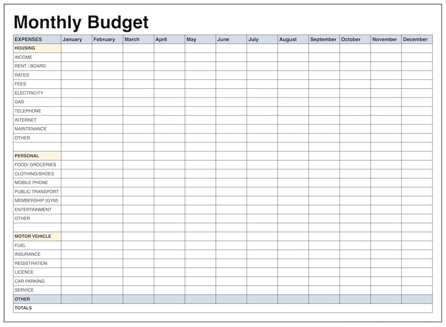 Monthly And Yearly Udget Spreadsheet Excel Template Family Lank | Smorad - Free Printable Monthly Expense Sheet