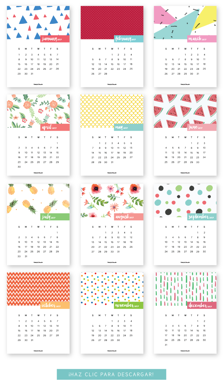 Monthly Printable Calendar 2017 | Clever Ideas | Calendar 2017, Free - Free 2017 Printable