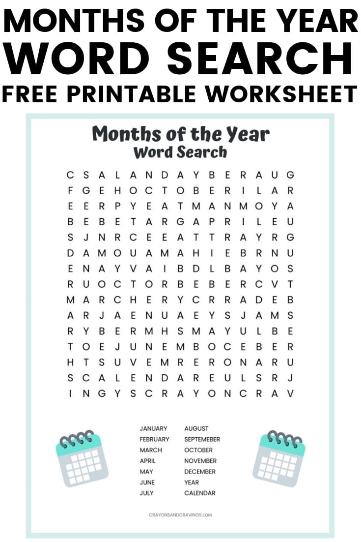 Months Of The Year Word Search Free Printable For Kids - Craftpress - Free Printable Word Searches For Kids
