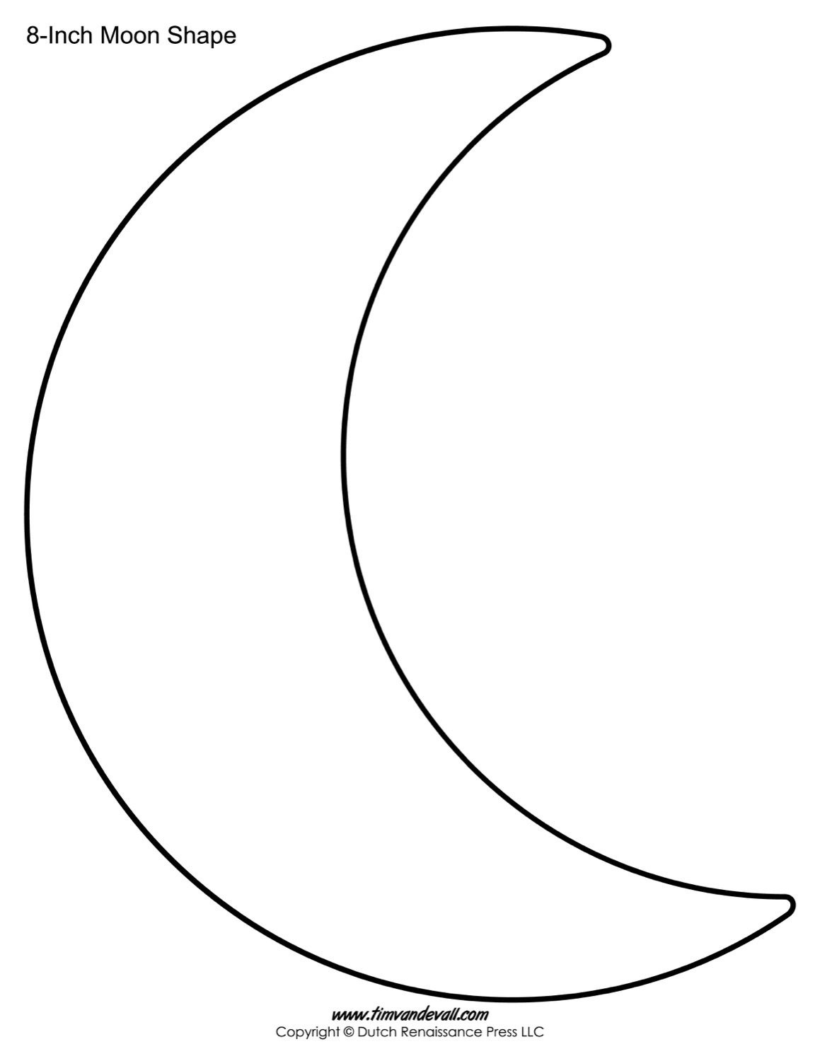 Moon Template Shape 8 Inch Crescent Moon Stencil | Printables | Moon - Free Shape Templates Printable