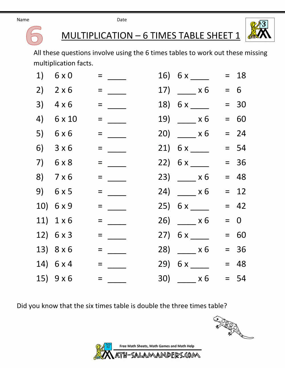 Multiplication Drill Sheets 3Rd Grade - Year 6 Maths Worksheets Free Printable
