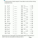 Multiplication Drill Sheets 7 Times Table 1 | Kids Math   Free Printable Math Worksheets Multiplication Facts