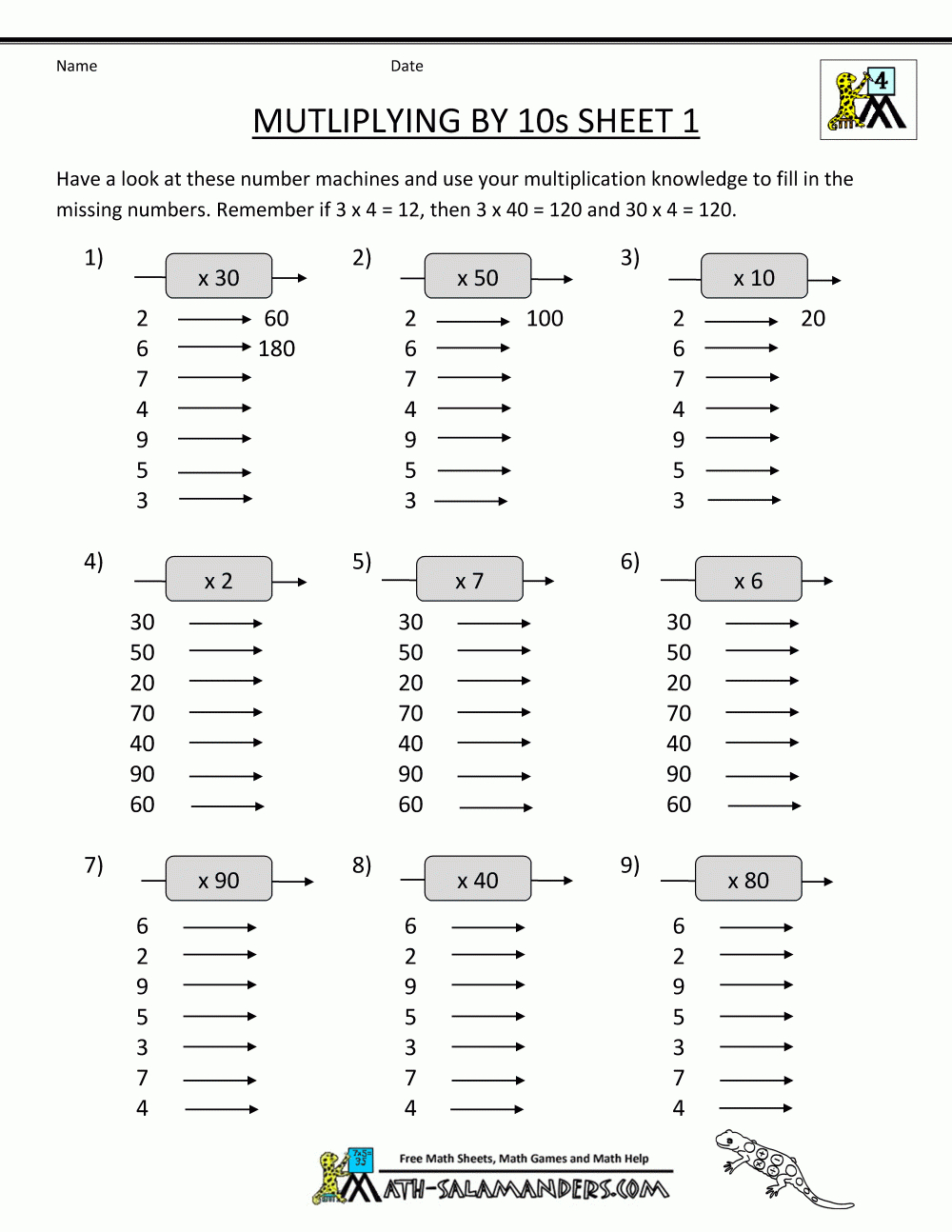 Multiplication Fact Sheets - Free Printable Math Worksheets Multiplication Facts