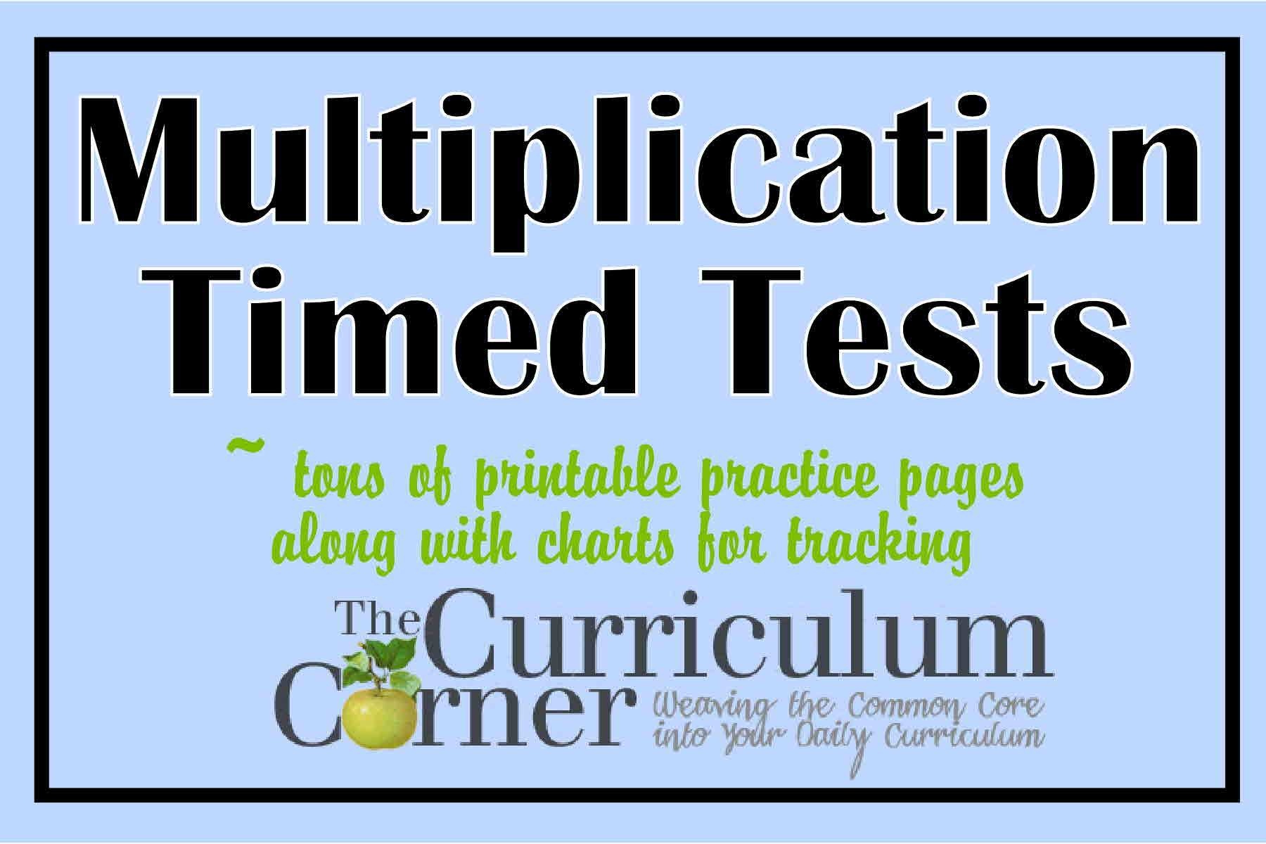Multiplication Timed Tests - The Curriculum Corner 123 - Free Printable Multiplication Timed Tests