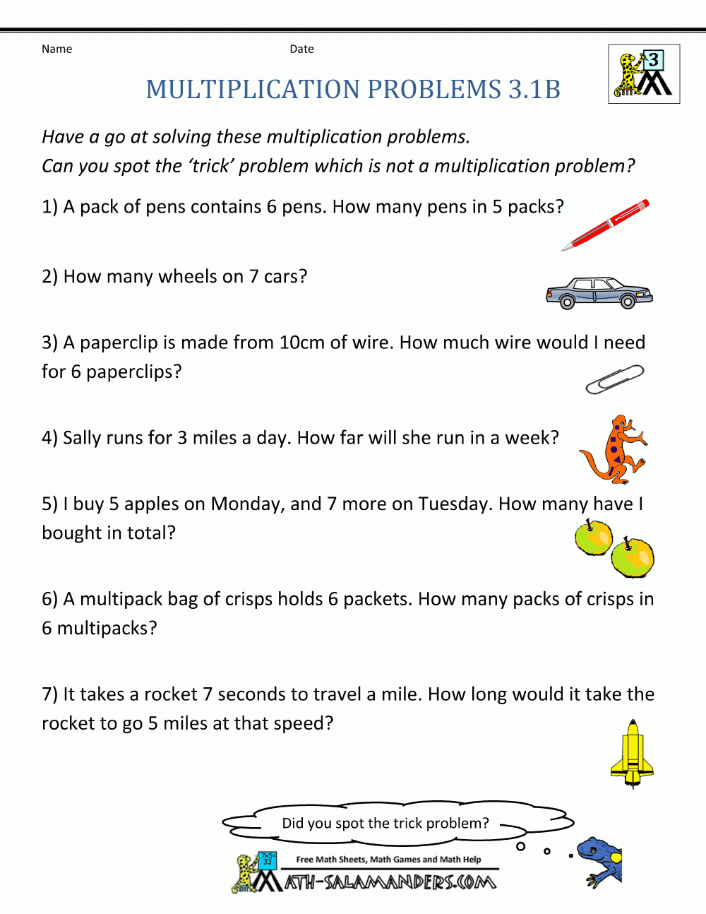 Multiplication Word Problem Worksheets 3Rd Grade - Free Printable Math Word Problems