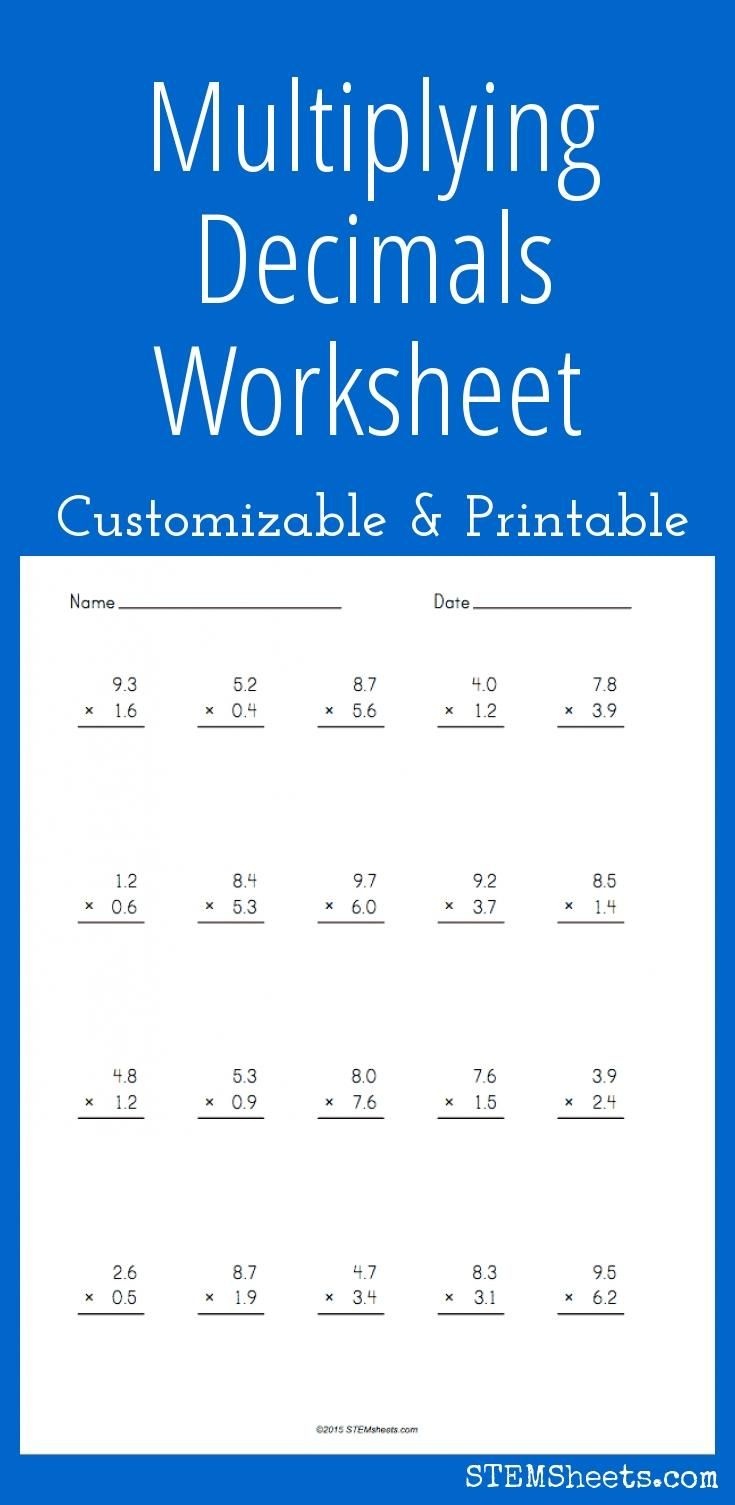 Multiplying Decimals Worksheet - Customizable And Printable | Math - Multiplying Decimals Free Printable Worksheets