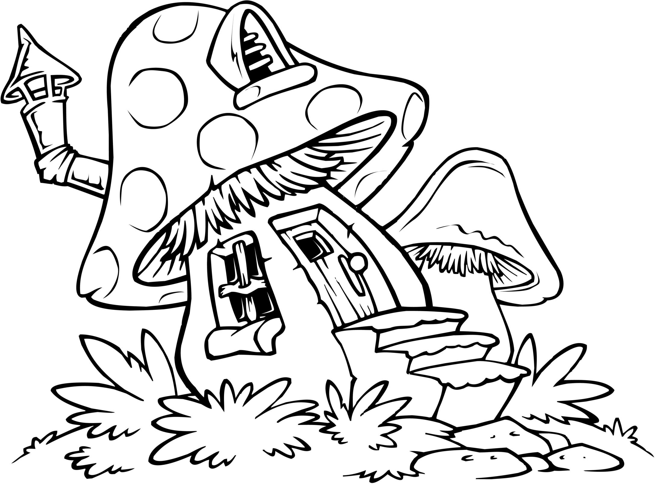 Mushroom House Coloring Pages | Coloring Pages | Easy Coloring Pages - Free Printable Mushroom Coloring Pages