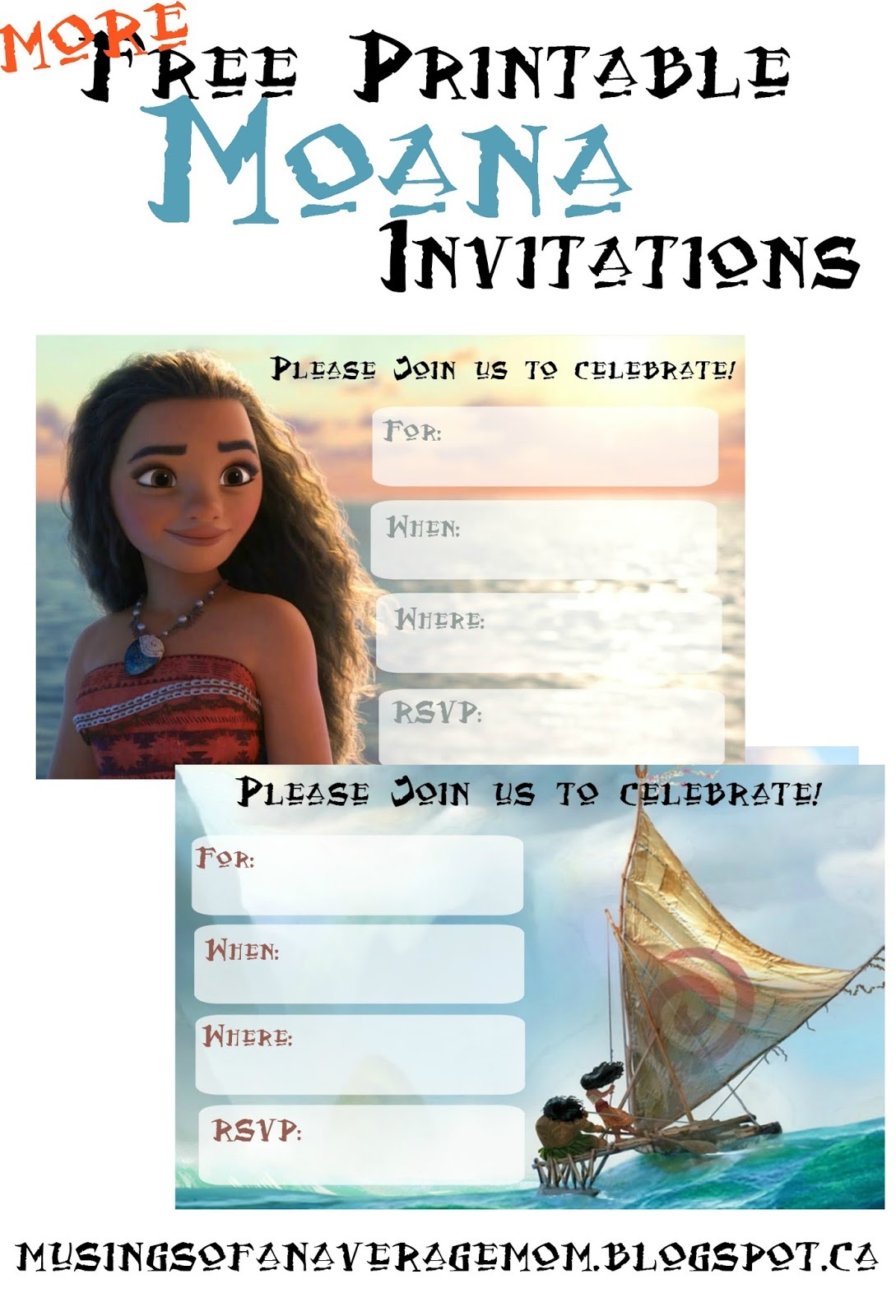 Musings Of An Average Mom: Free Printable Moana Invitations 2 - Free Moana Printable Invitations