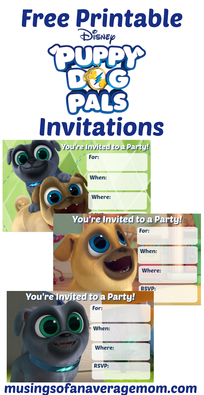 Musings Of An Average Mom: Puppy Dog Pals Invitations - Free Printable Puppy Dog Birthday Invitations