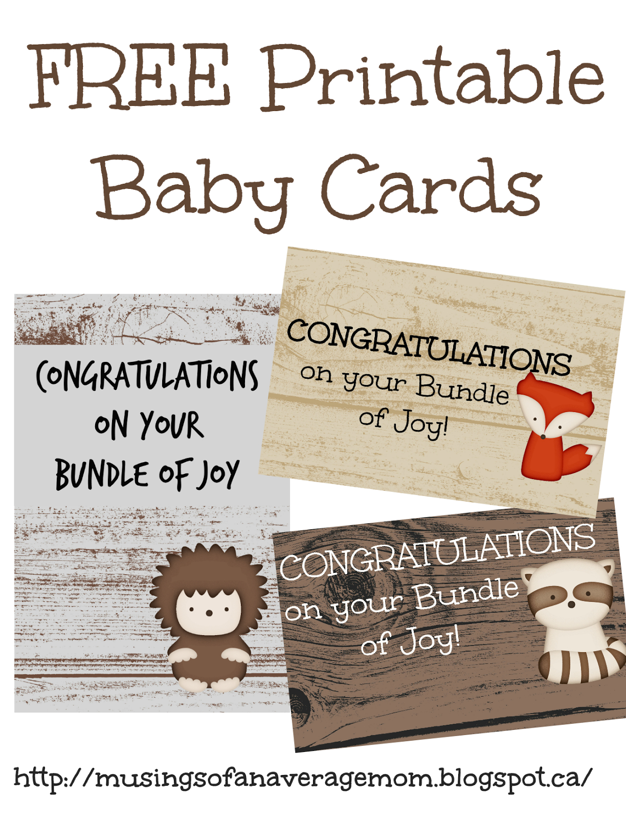 Musings Of An Average Mom: Woodland Congratulations On Your New Baby - Free Printable Congratulations Baby Cards