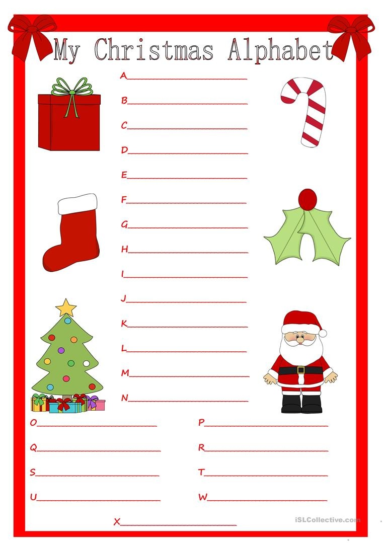 My Christmas Alphabet Worksheet - Free Esl Printable Worksheets Made - Free Printable Christmas Alphabet