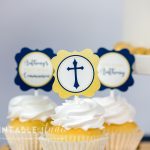 Navy And Gold First Communion Cupcake Toppers   Printable Studio   Free Printable First Communion Cupcake Toppers