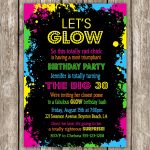 Neon Party Invitation Wording | Neon Party | Neon Party Invitations   Free Printable Glow In The Dark Birthday Party Invitations