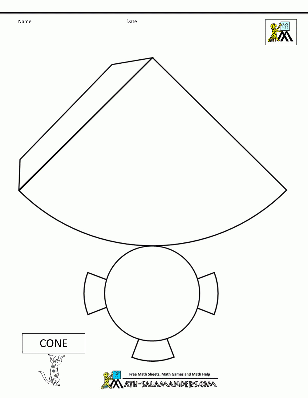 Nets Of 3D Shapes Cone Net Tabs | Life // School From A-Z | 3D - Free Printable Shapes Templates