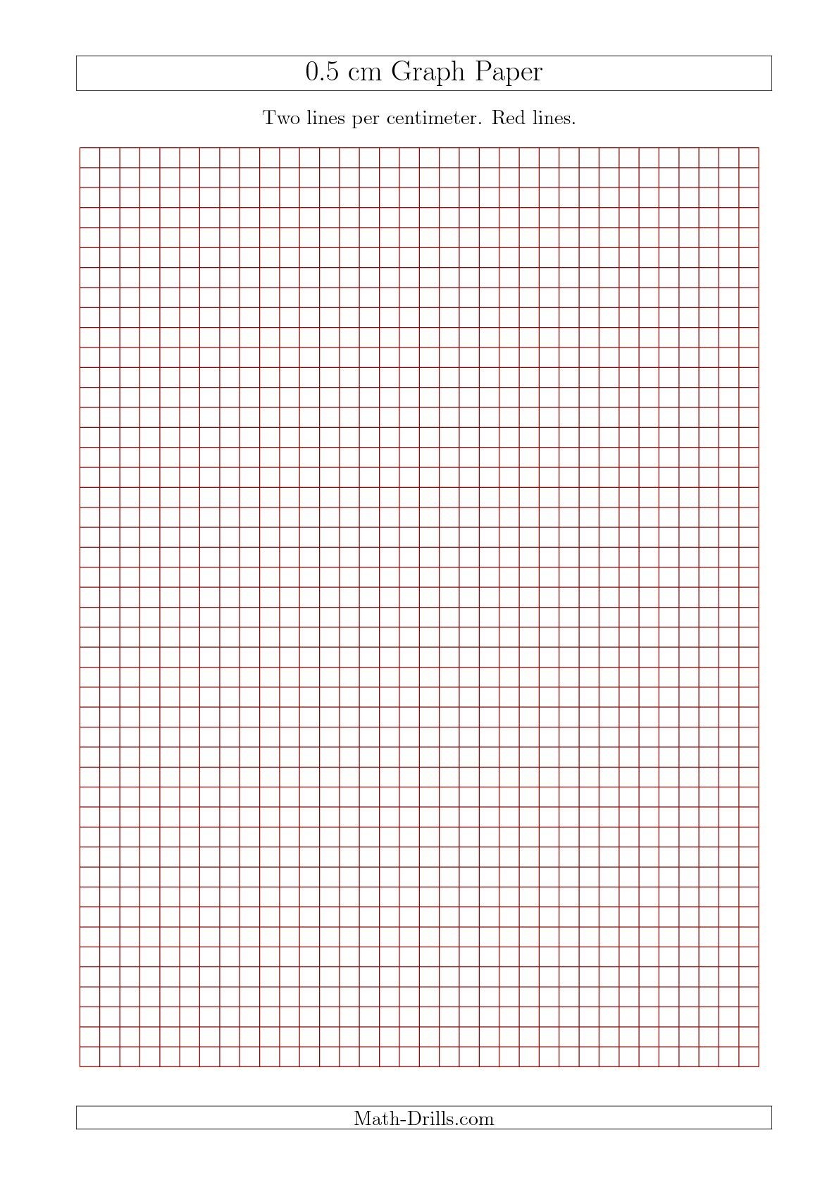New 2015-09-17! 0.5 Cm Graph Paper With Red Lines (A4 Size) Math - Free Printable Graph Paper 1 4 Inch