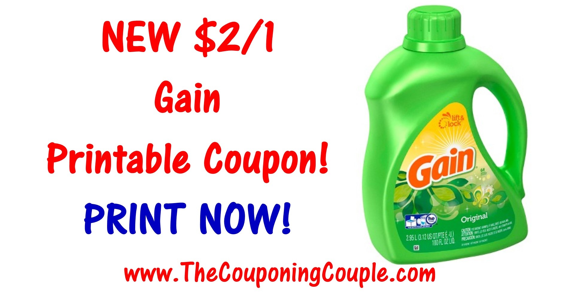 New Gain Printable Coupon ~ Print $2/1 Coupon Now! - Free Detergent Coupons Printable