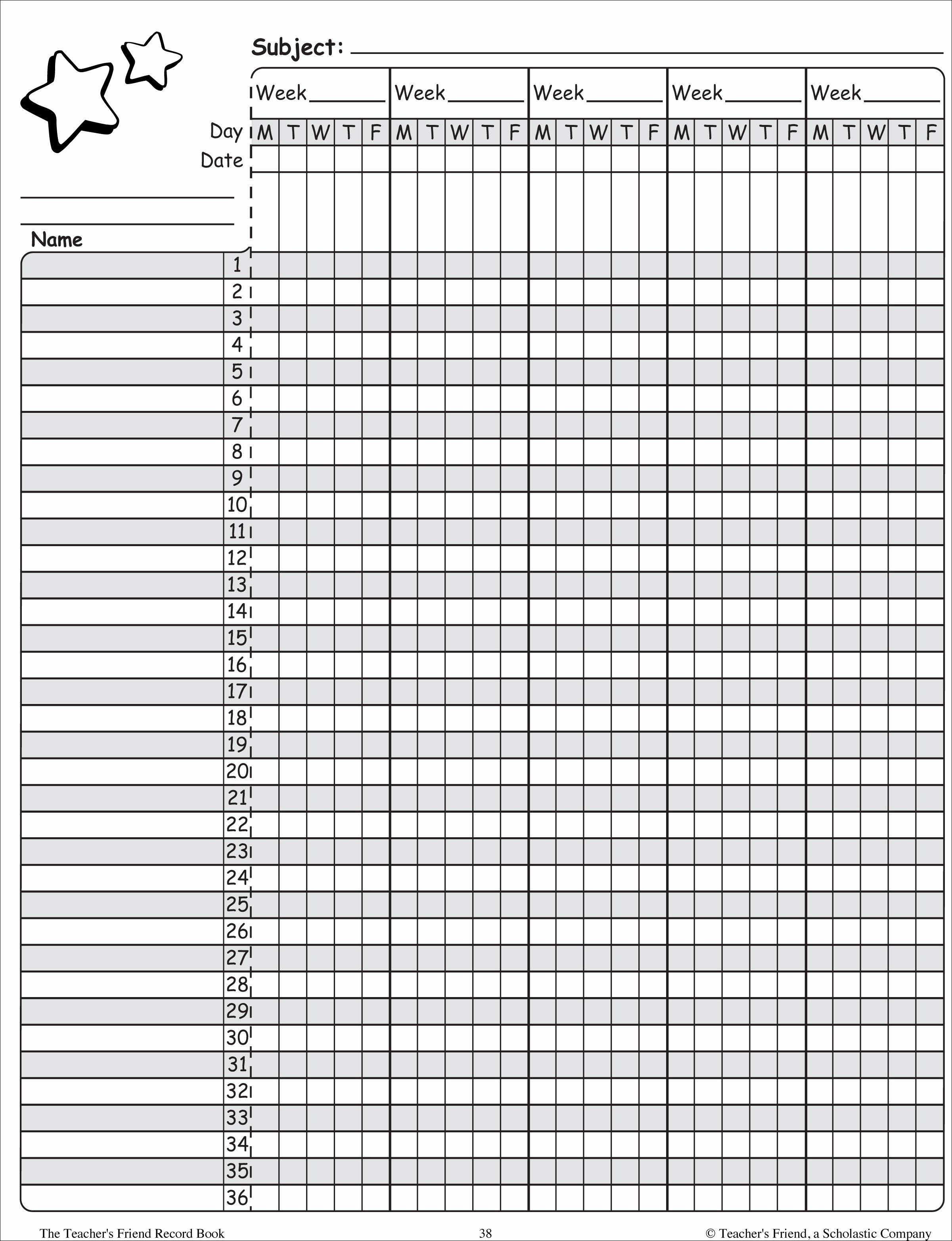 Printable Gradebook Sheets