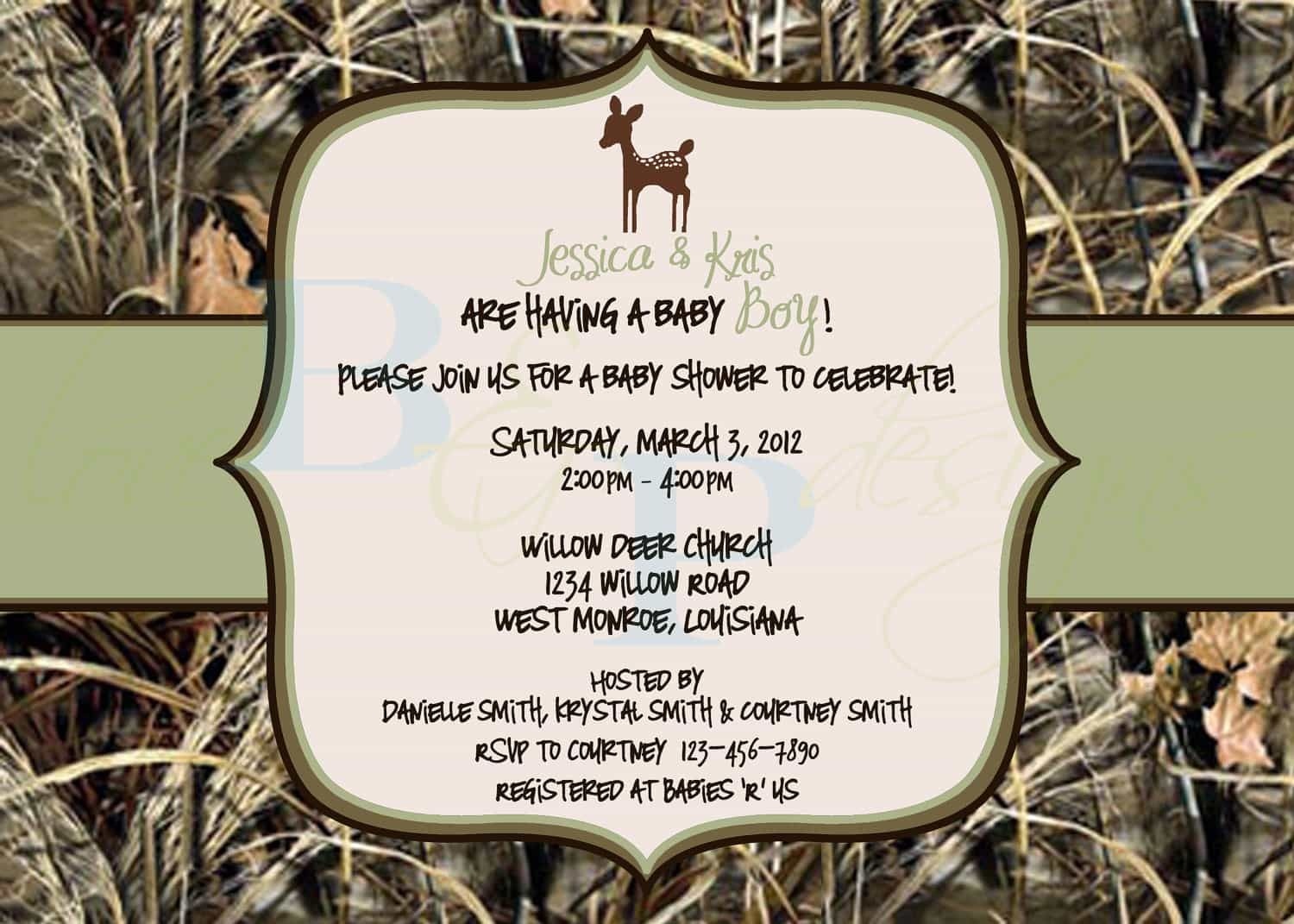 Nice Unique Ideas For Camo Baby Shower Invitations Free Templates - Free Printable Camo Baby Shower Invitations