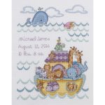Noah's Ark Birth Record Counted Cross Stitch Kit 10"x13" 14 Count   Baby Cross Stitch Patterns Free Printable