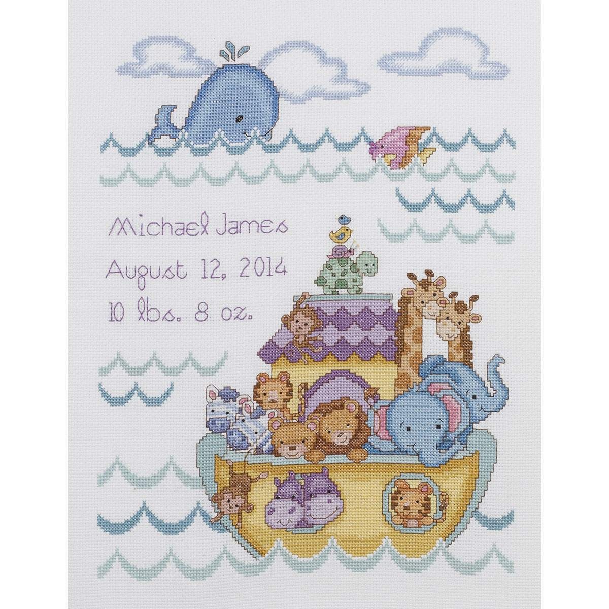 Noah&amp;#039;s Ark Birth Record Counted Cross Stitch Kit-10&amp;quot;x13&amp;quot; 14 Count - Baby Cross Stitch Patterns Free Printable